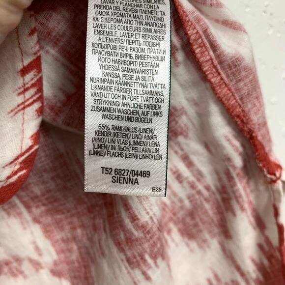 M&S Womens Linen Rich Printed V-Neck Tunic Dress 3/4 Sleeves Sienna Red Size 8 - Picture 9 of 15